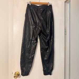 Zara Black Faux Leather Jogger Pants